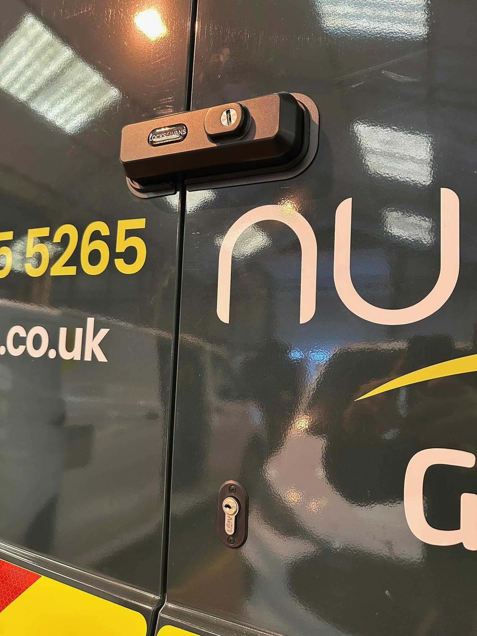 Slam lock and hook lock fitted to branded commercial van